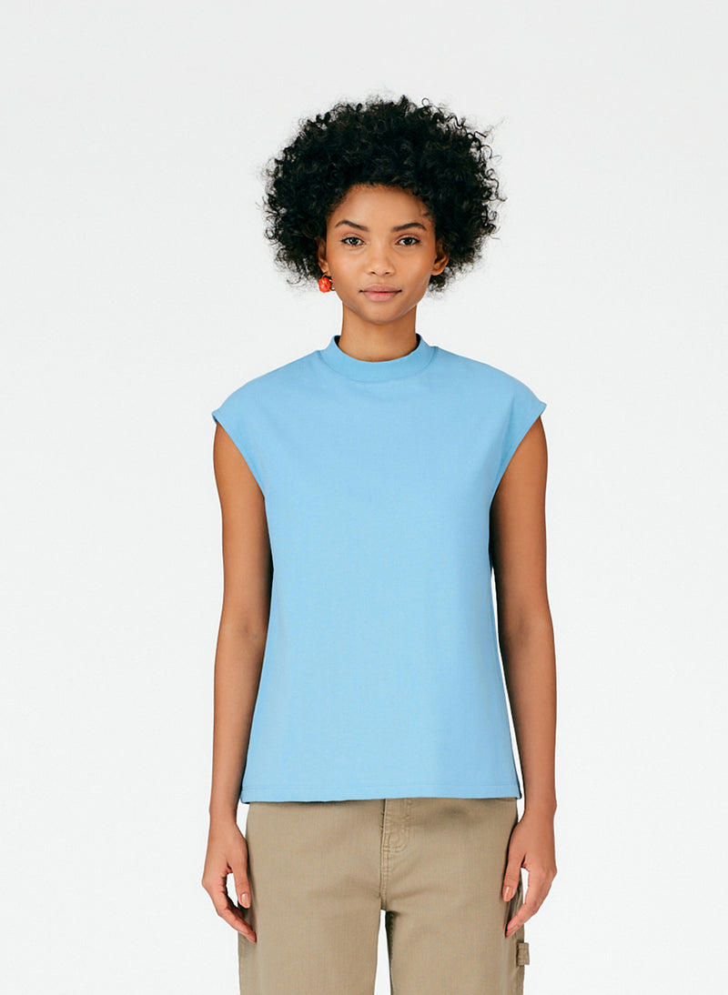 Punto Milano Mockneck T-Shirt Aquamarine Blue-01