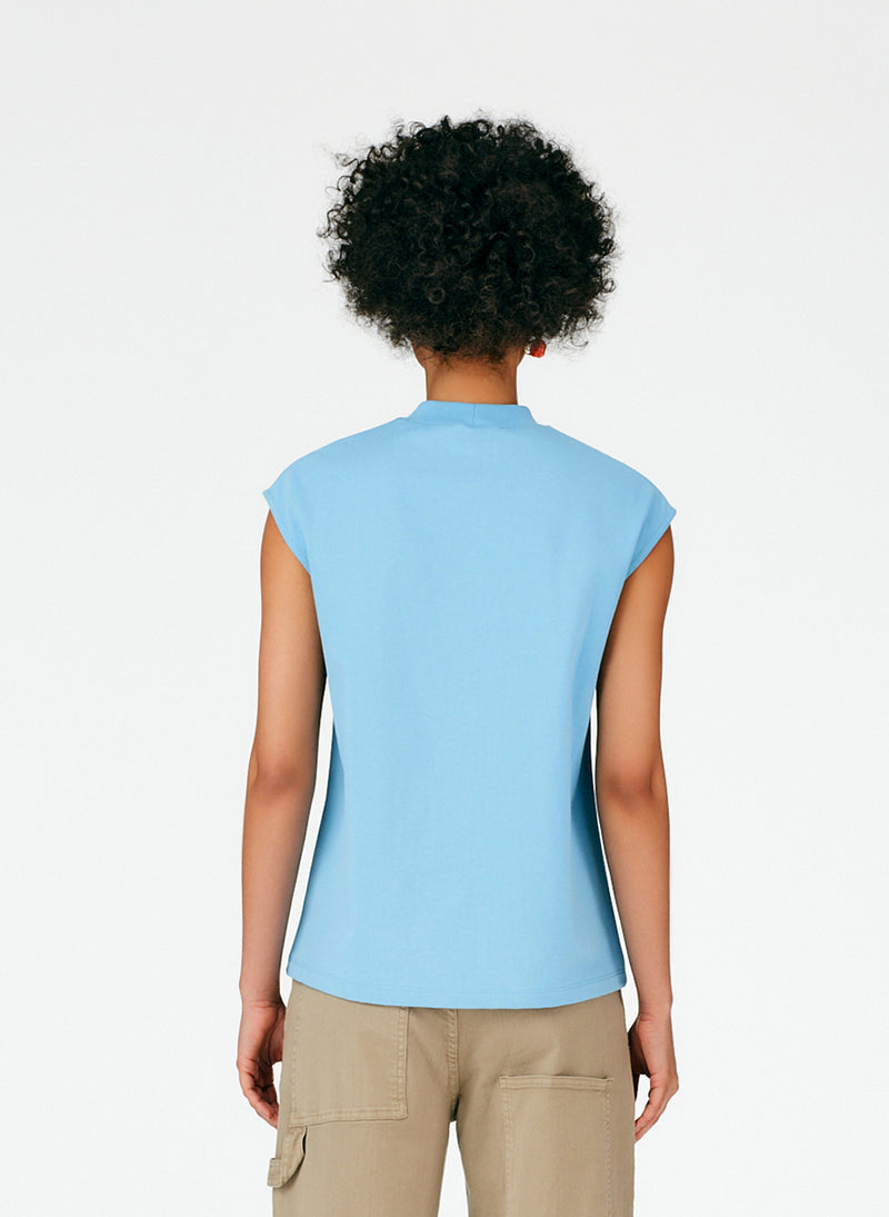 Punto Milano Mockneck T-Shirt Aquamarine Blue-03