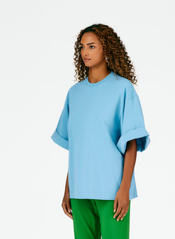 Punto Milano Rolled Sleeve T-Shirt Aquamarine Blue-03