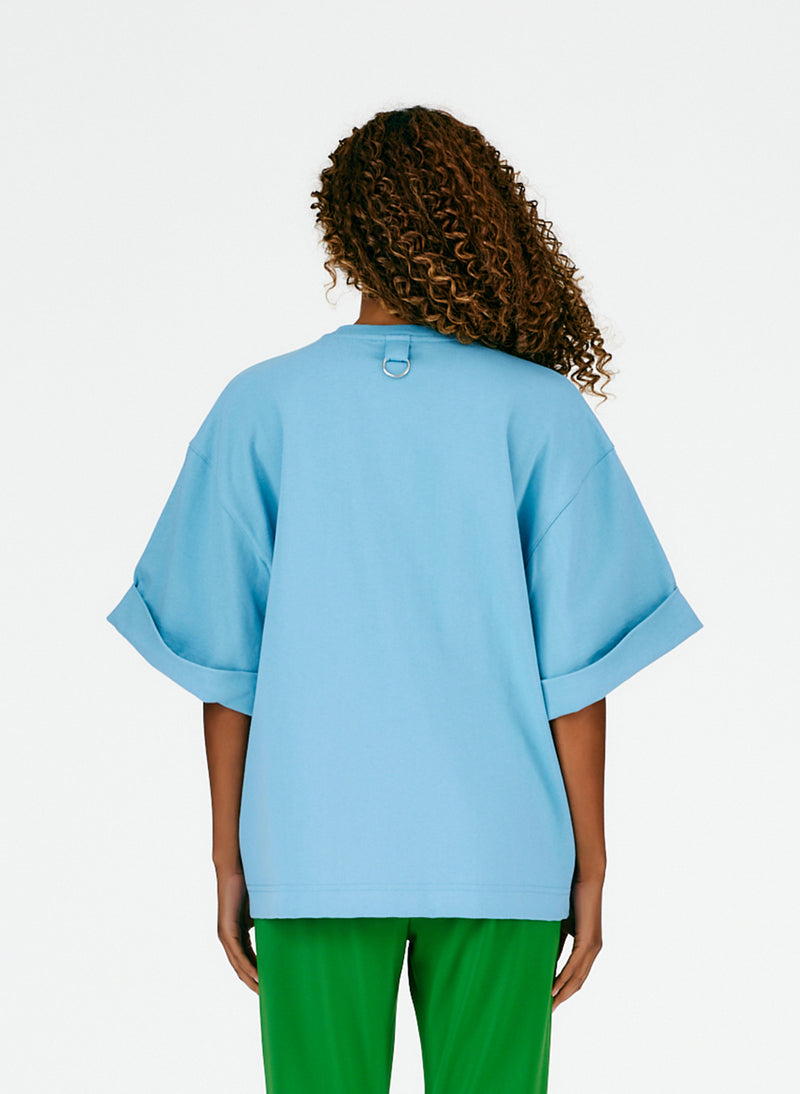 Punto Milano Rolled Sleeve T-Shirt Aquamarine Blue-04