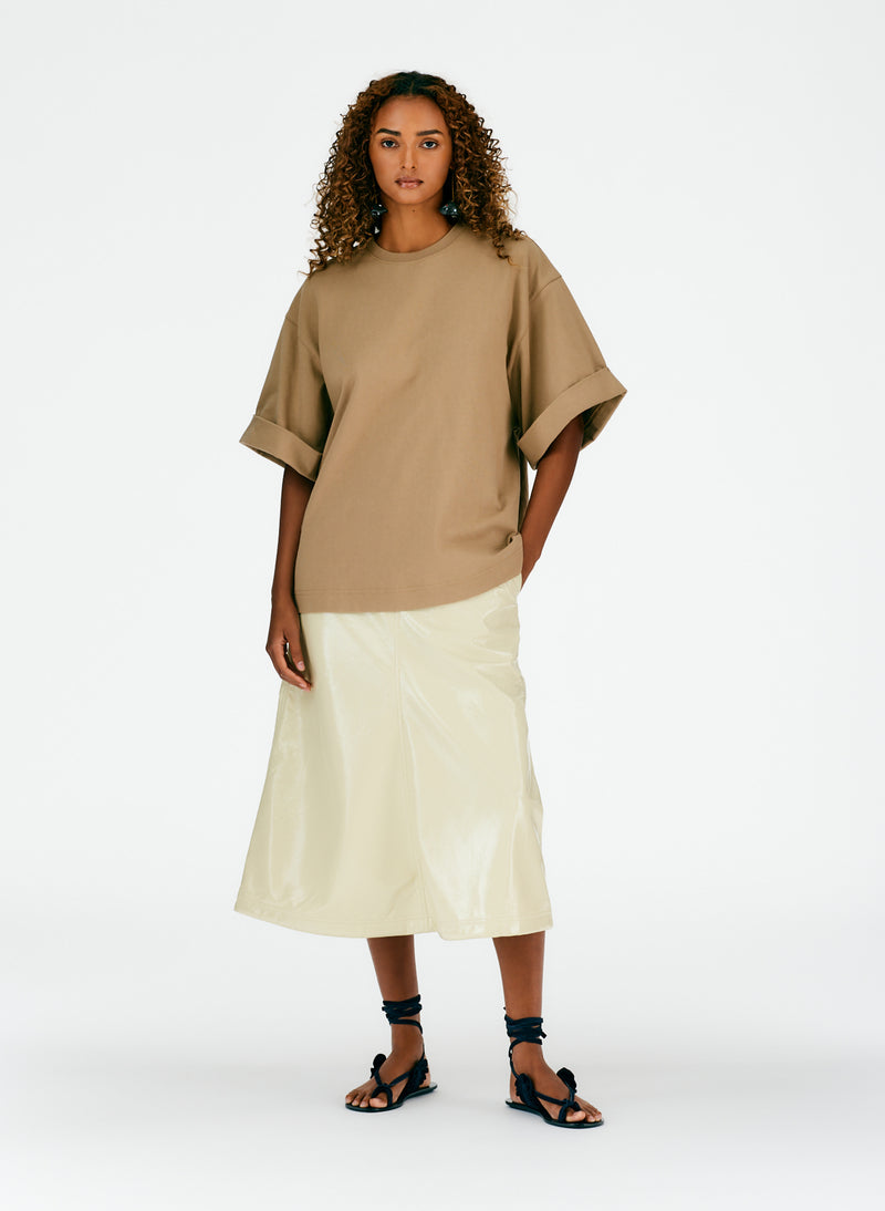 Punto Milano Rolled Sleeve T-Shirt Light Ochre Brown-06