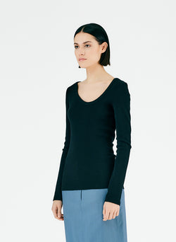 Ribbed Long Sleeve T-Shirt Black-02