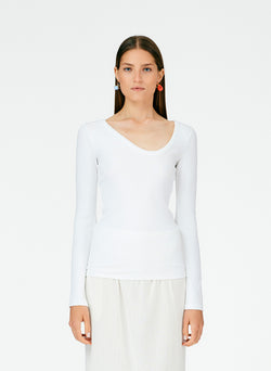 Ribbed Long Sleeve T-Shirt White-01
