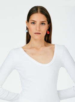 Ribbed Long Sleeve T-Shirt White-05
