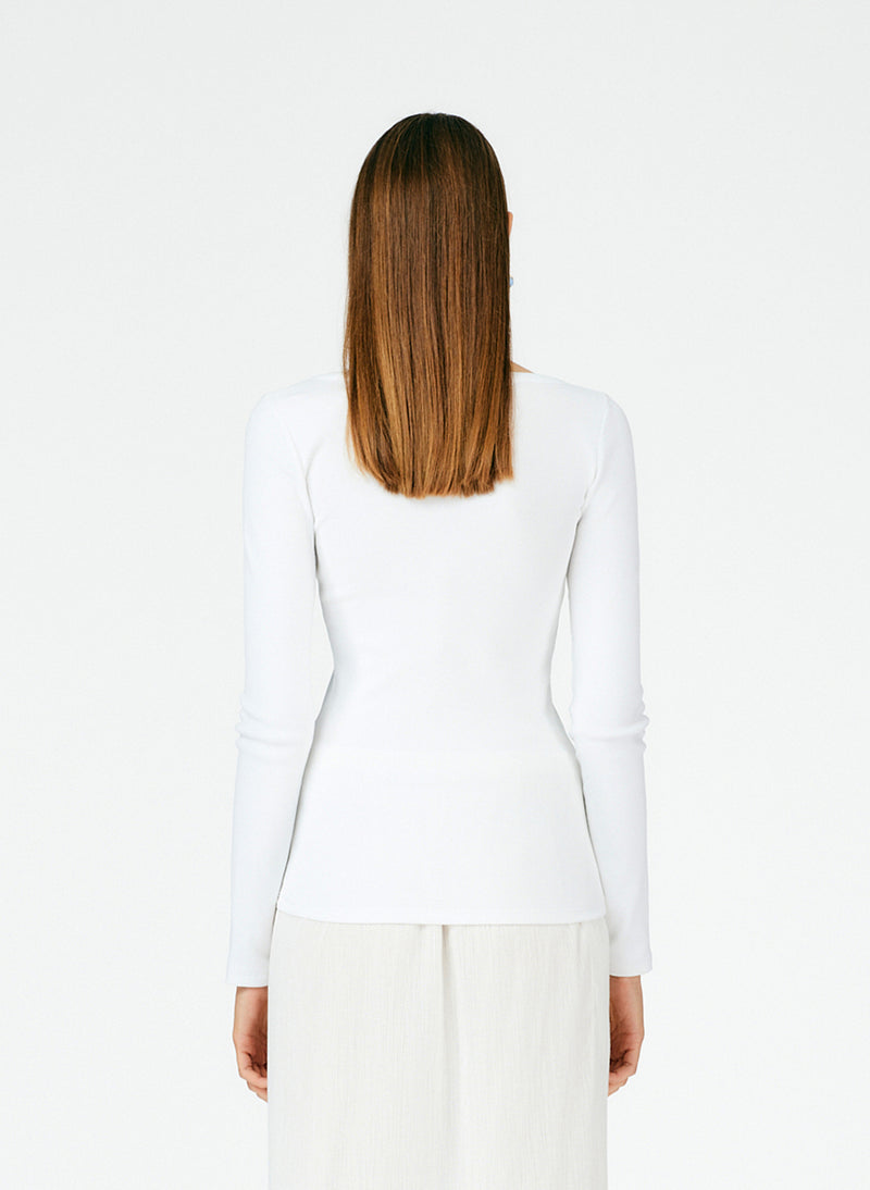 Ribbed Long Sleeve T-Shirt White-03