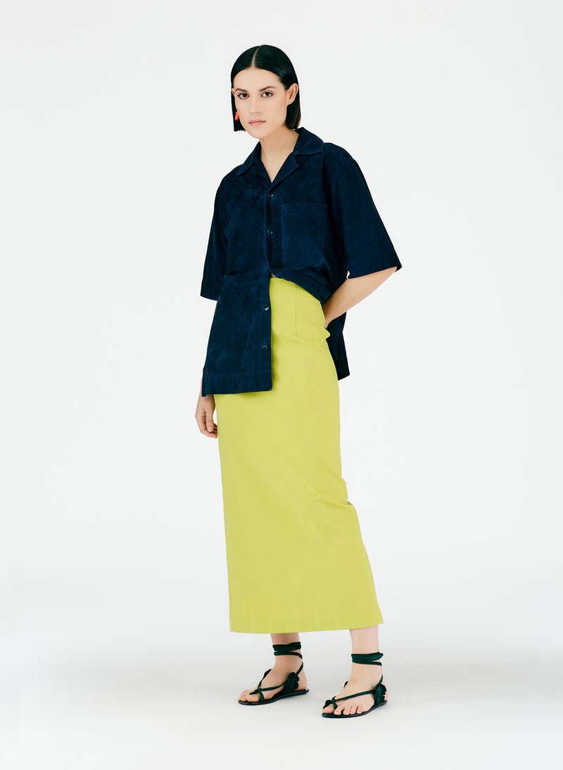 Structured Knit Pencil Skirt Geko Green-06