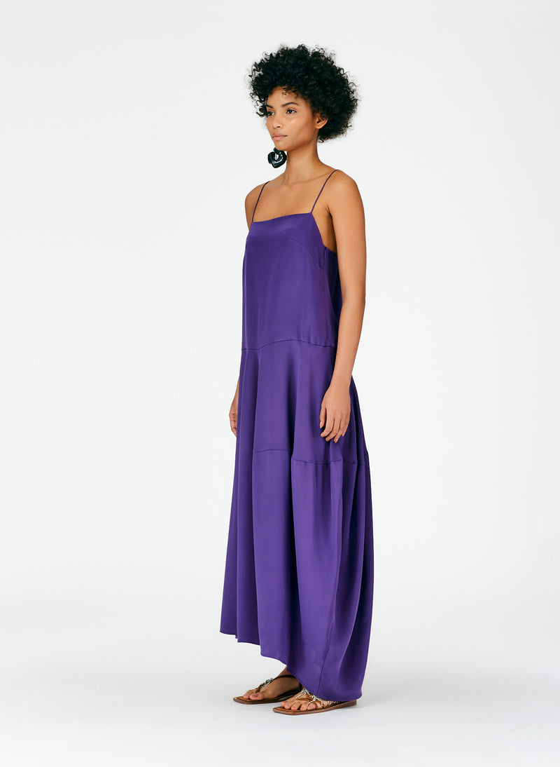 4Ply Silk Balloon Skirt Dress - Petite Evenfall Purple-03