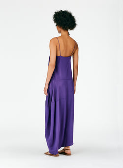 4Ply Silk Balloon Skirt Dress - Regular Evenfall Purple-04
