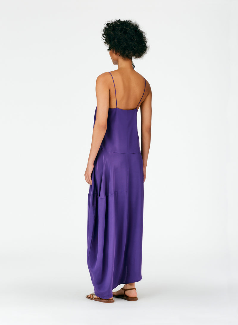 4Ply Silk Balloon Skirt Dress - Regular Evenfall Purple-04