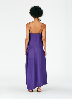 4Ply Silk Balloon Skirt Dress - Petite Evenfall Purple-06