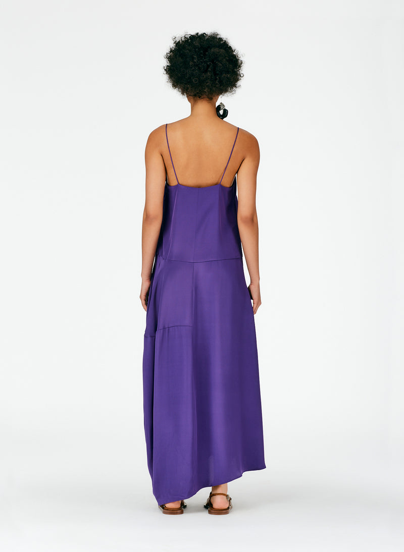 4Ply Silk Balloon Skirt Dress - Regular Evenfall Purple-03