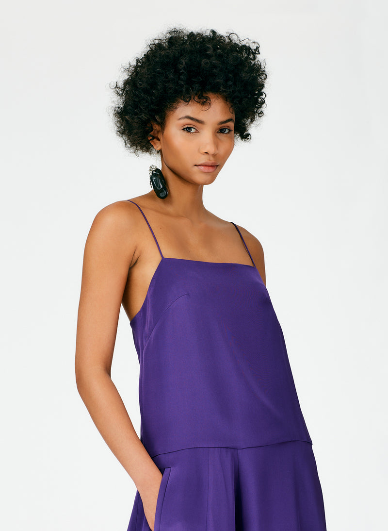 4Ply Silk Balloon Skirt Dress - Regular Evenfall Purple-05