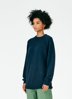 Feather Weight Cashmere Cutout Sleeve Pullover Navy-03