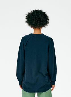 Feather Weight Cashmere Cutout Sleeve Pullover Navy-05