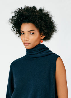 Feather Weight Cashmere Cutout Sleeve Pullover Navy-06