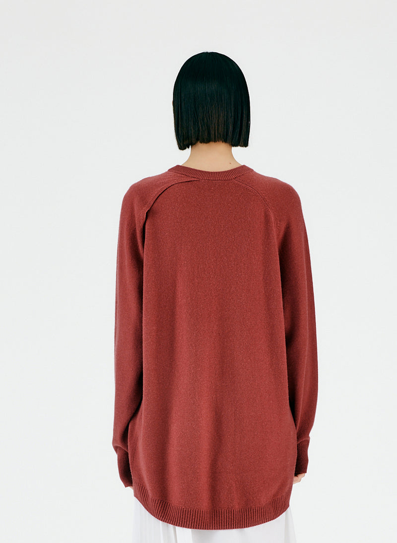 Feather Weight Cashmere Cutout Sleeve Pullover Brick-06