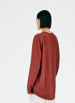 Feather Weight Cashmere Cutout Sleeve Pullover Brick-09