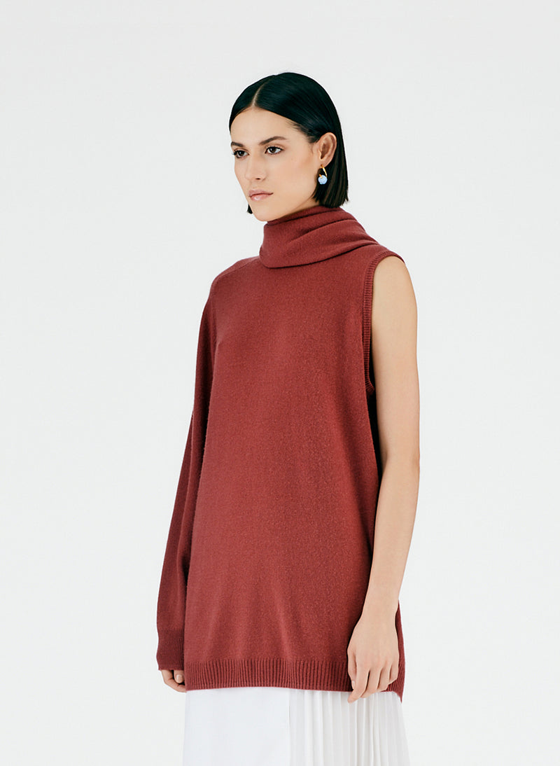 Feather Weight Cashmere Cutout Sleeve Pullover Brick-03