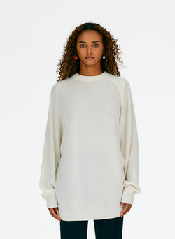 Feather Weight Cashmere Cutout Sleeve Pullover Ivory-01