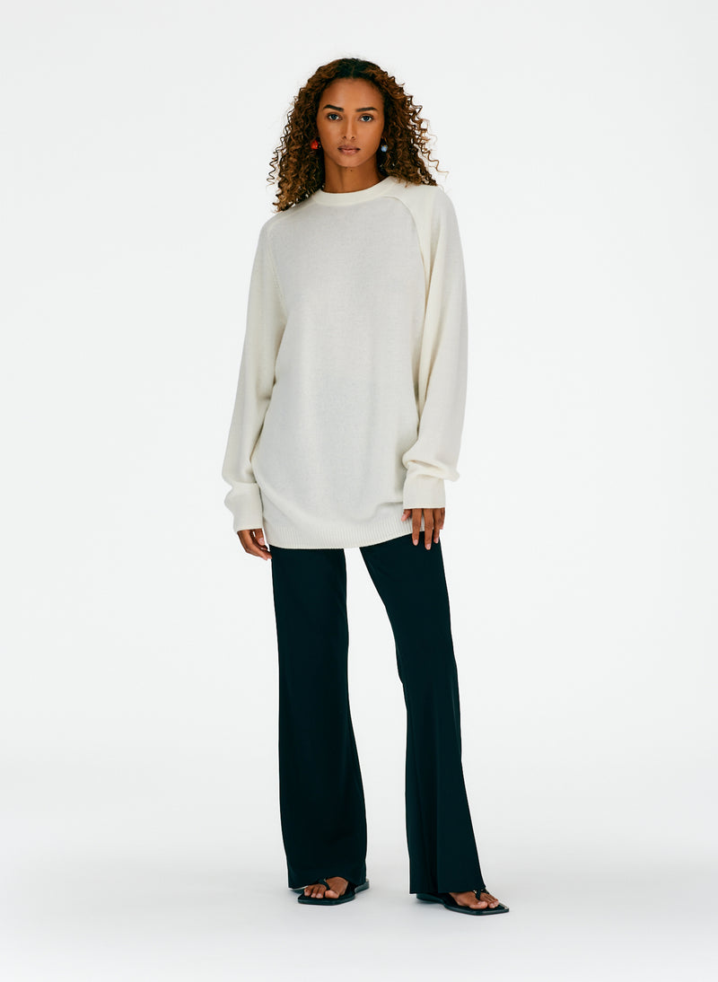 Feather Weight Cashmere Cutout Sleeve Pullover Ivory-03