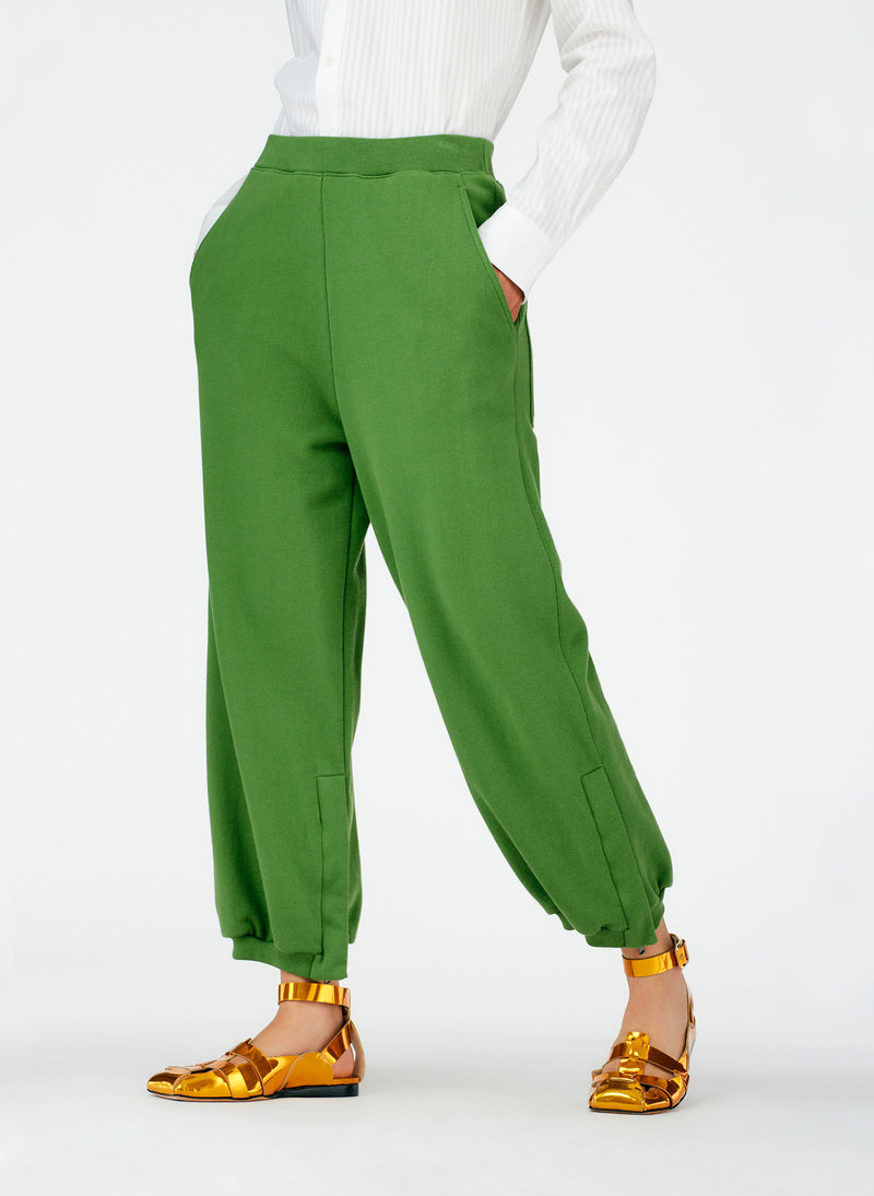 Cropped Sweatpant with Zipper Leaf Green-05