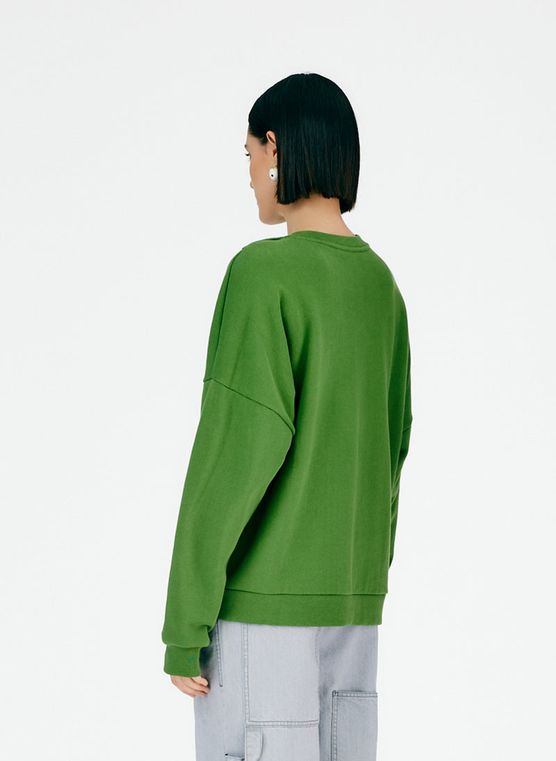Cutout Dicky Neck Sweatshirt Leaf Green-04