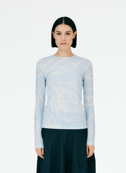 Tulipe All Over Jersey Fitted Long Sleeve T-Shirt Pale Blue-01