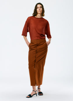 Arun Suiting Back Wrap Maxi Skirt Oak Brown-3