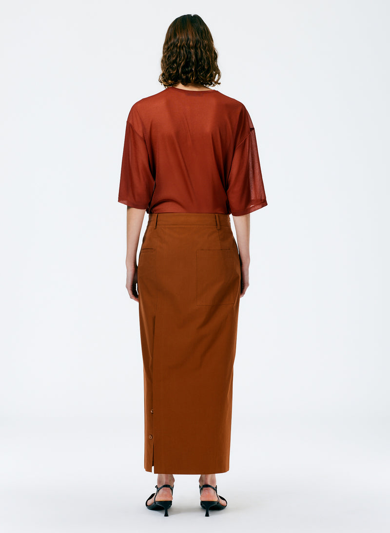 Arun Suiting Back Wrap Maxi Skirt Oak Brown-2