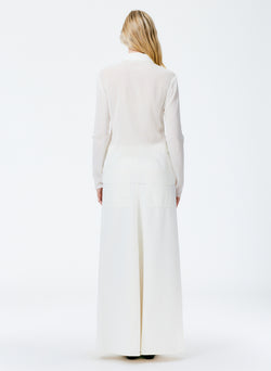 Crepe Gauze Long Sleeve Lean Shirt White-3
