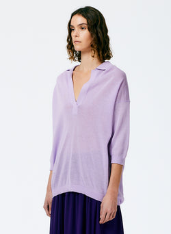 Crispy Viscose Sweater Easy Polo Dusty Lavender-2