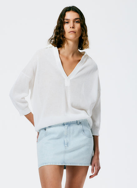Crispy Viscose Sweater Easy Polo – Tibi Official