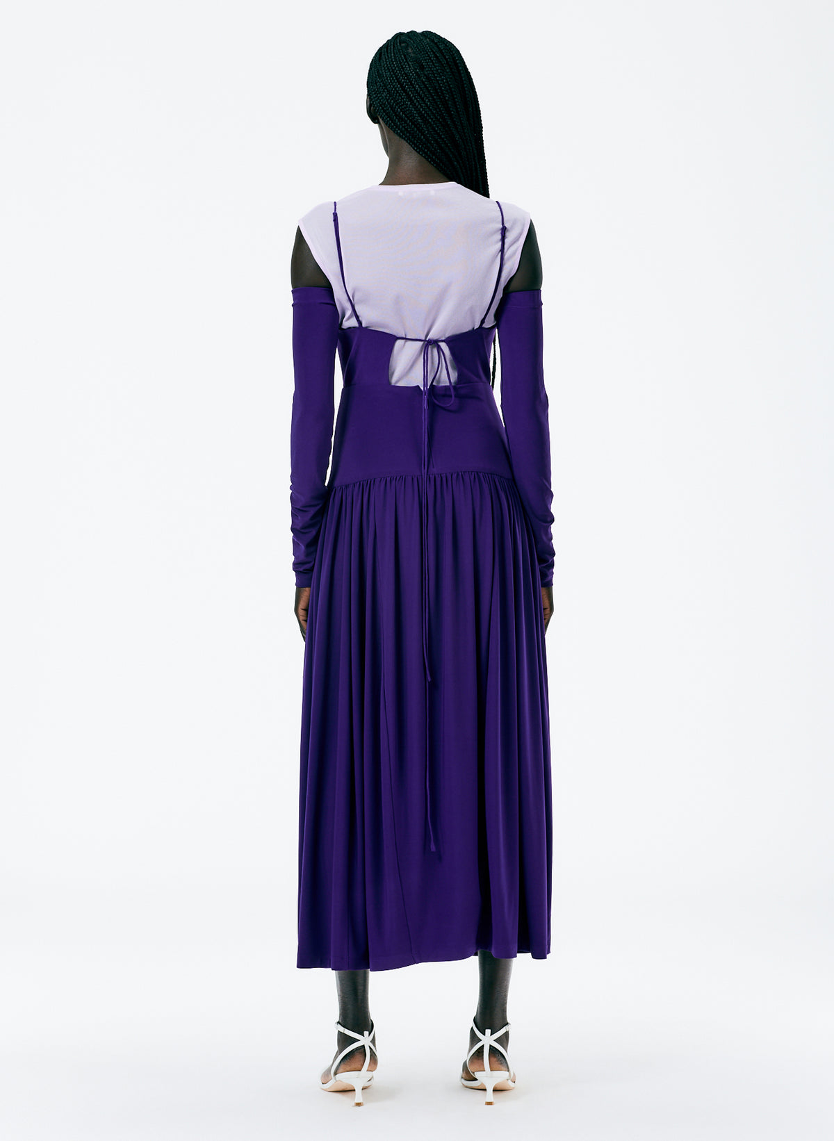 Jersey Cutout Gathered Drape Mini Dress