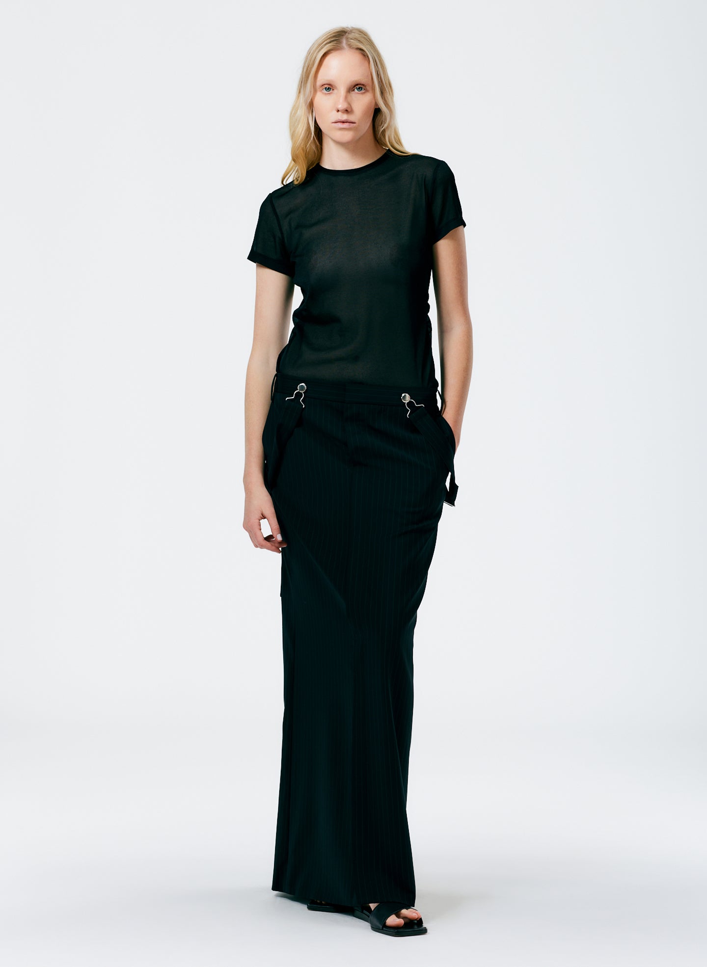 Dominic Pinstripe Overall Skirt - Black/White Multi-1