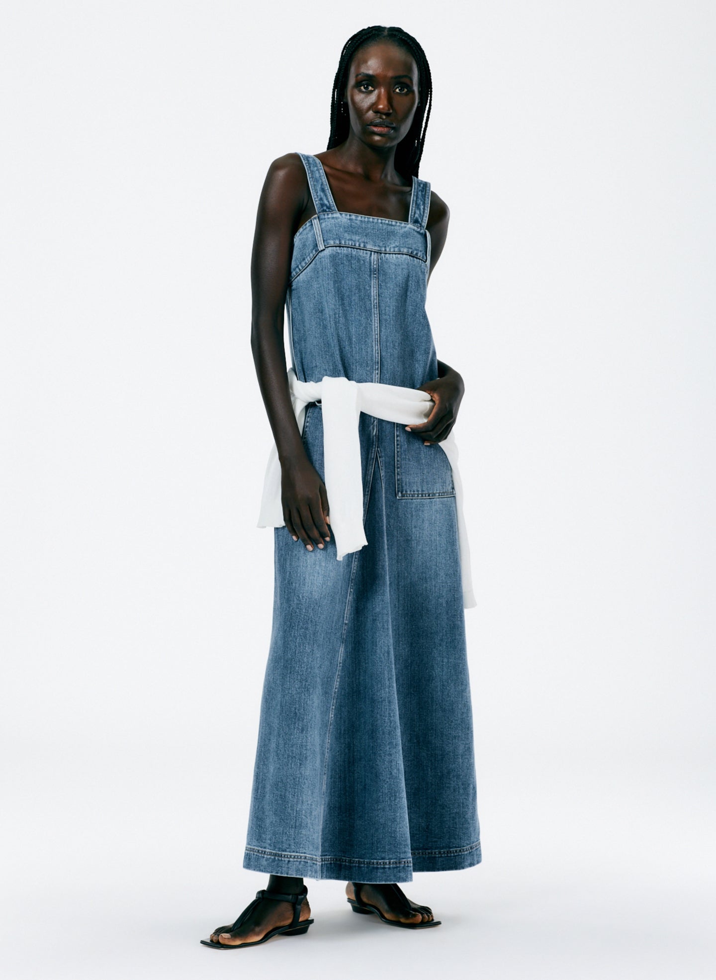 Classic Wash Denim Overall Maxi Dress Tibi Official Classic Wash Denim Overall Maxi Dress Tibi Official