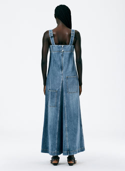 Classic Wash Denim Overall Maxi Dress Classic Blue-3