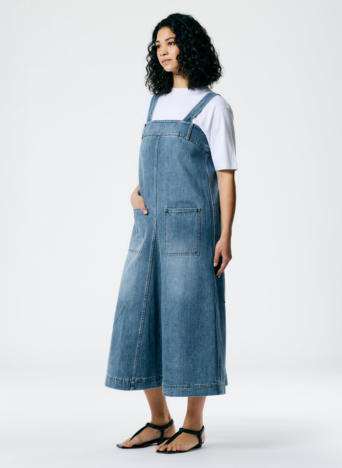 Classic Wash Denim Midi Overall Dress – Tibi Official