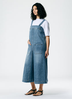 Classic Wash Denim Midi Overall Dress Classic Blue-3