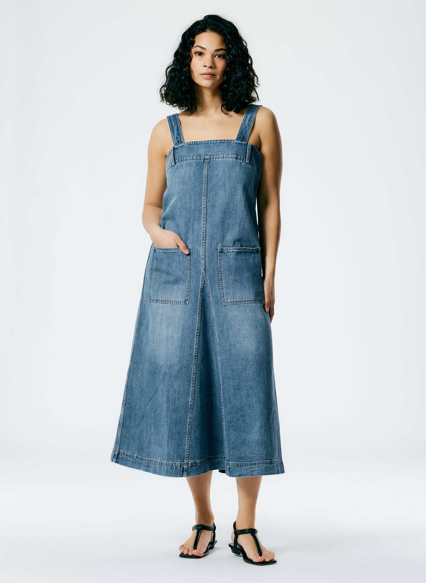 women overall dress Classic Blue / 00 / S123DW1572 Classic Wash Denim Midi Overall Dress