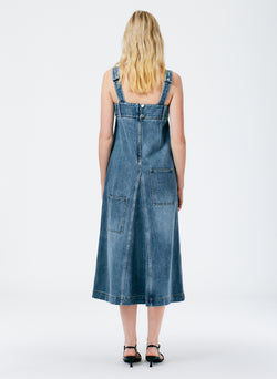 Classic Wash Denim Midi Overall Dress Classic Blue-3