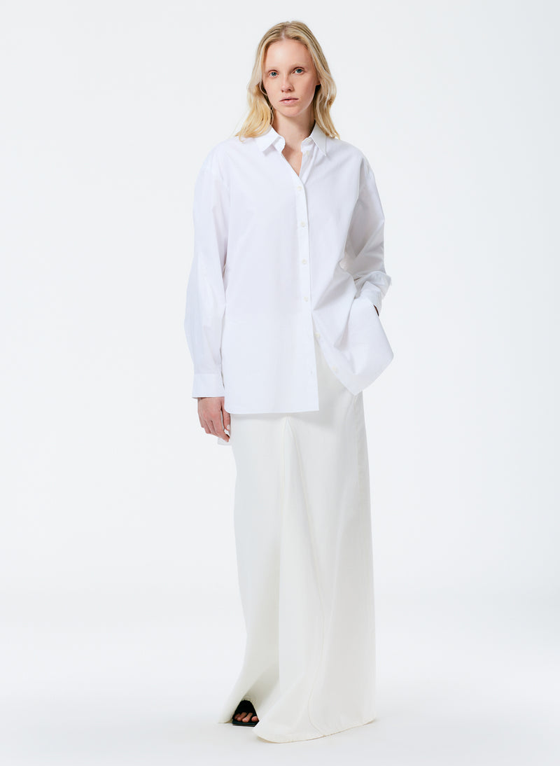 Eco Poplin Twisted Sleeve Shirt White-1