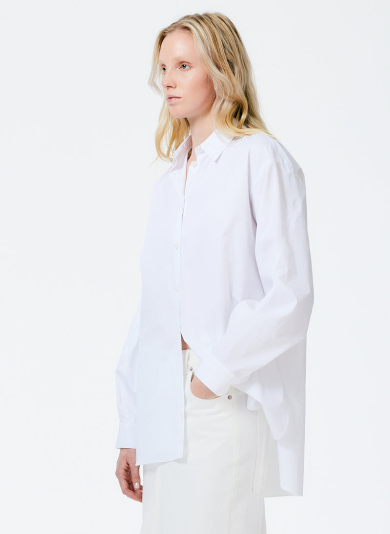 Eco Poplin Twisted Sleeve Shirt White-3