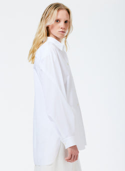 Eco Poplin Twisted Sleeve Shirt White-2