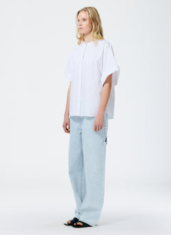 Eco Poplin Rolled Sleeve Shirt White-2