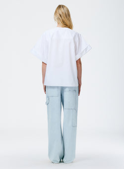 Eco Poplin Rolled Sleeve Shirt White-3