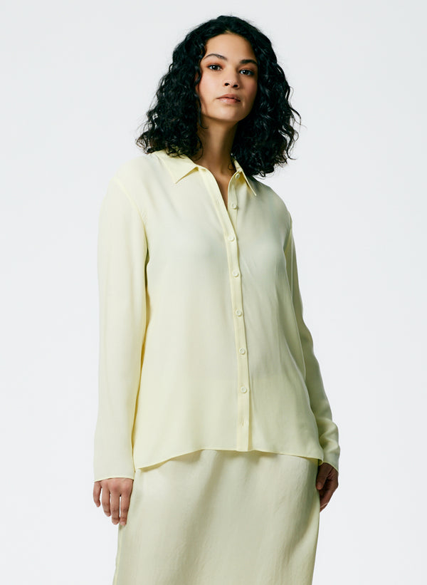 Feather Weight Eco Crepe Slim Shirt - Dusty Yellow-1