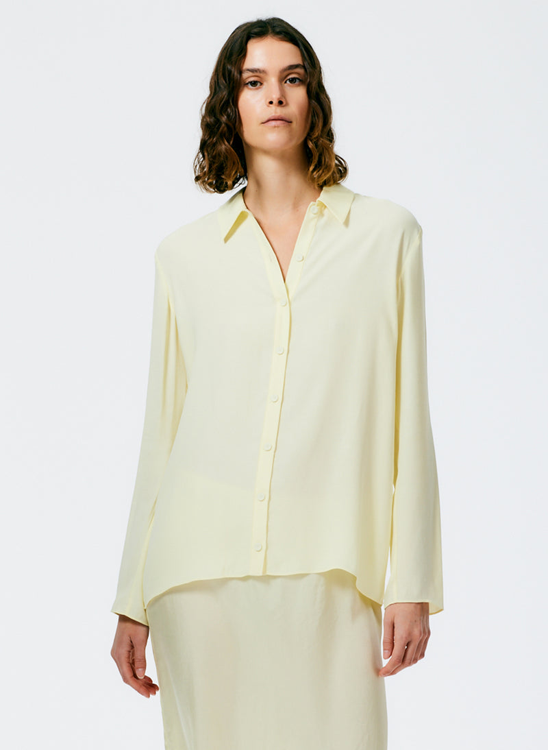 Feather Weight Eco Crepe Slim Shirt Dusty Yellow-2