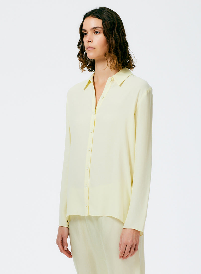 Feather Weight Eco Crepe Slim Shirt Dusty Yellow-3