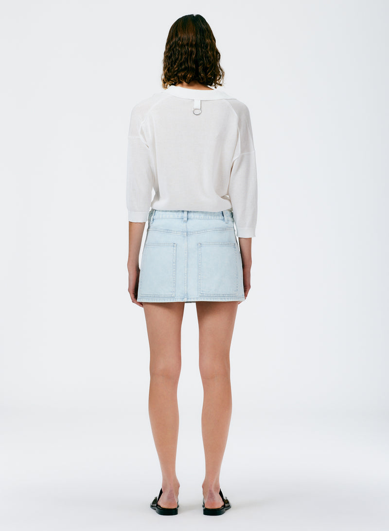 Bleached Denim Mini Skirt - Women - Ready to Wear