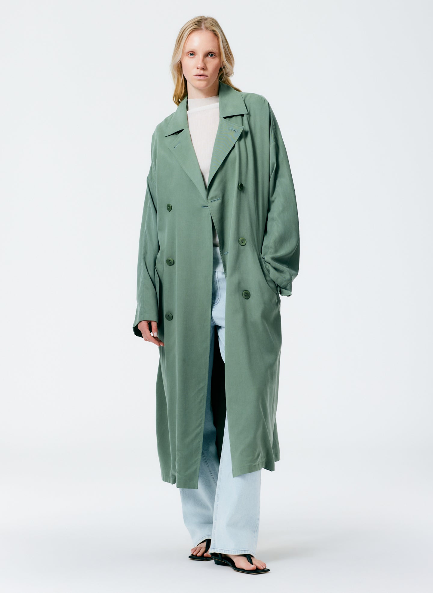 Lancaster Lyocell Trench - Sage Green-1